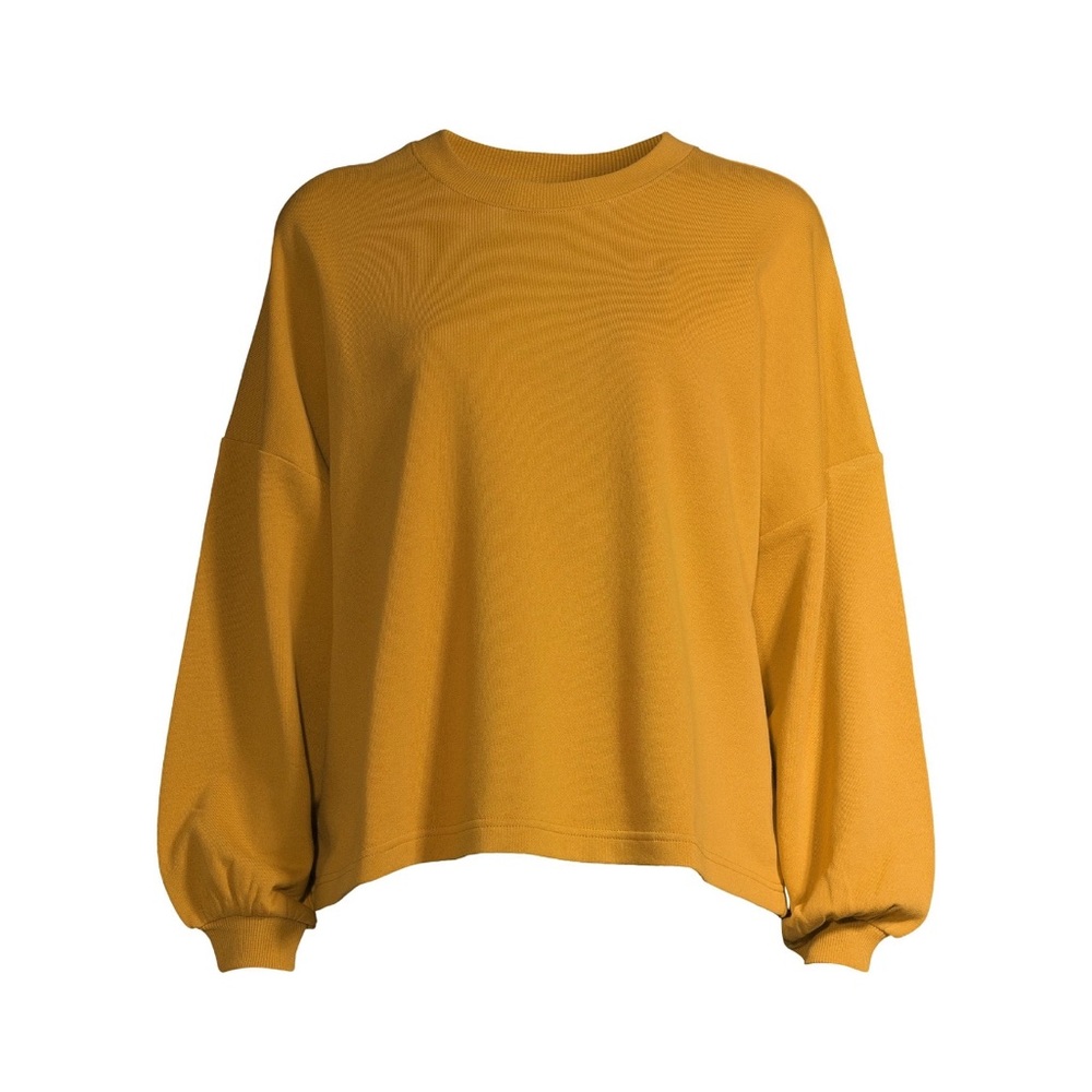 Time & Tru Yellow Oversized Sweatshirt With Balloon Sleeves Size Large - Picture 3 of 7